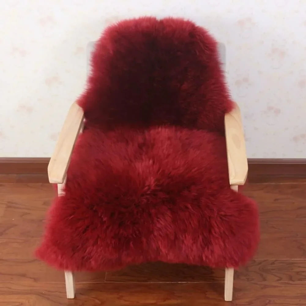 New Premium Genuine Sheepskin Rug Wine Red Real Australia Sheepskin Natural Lamb